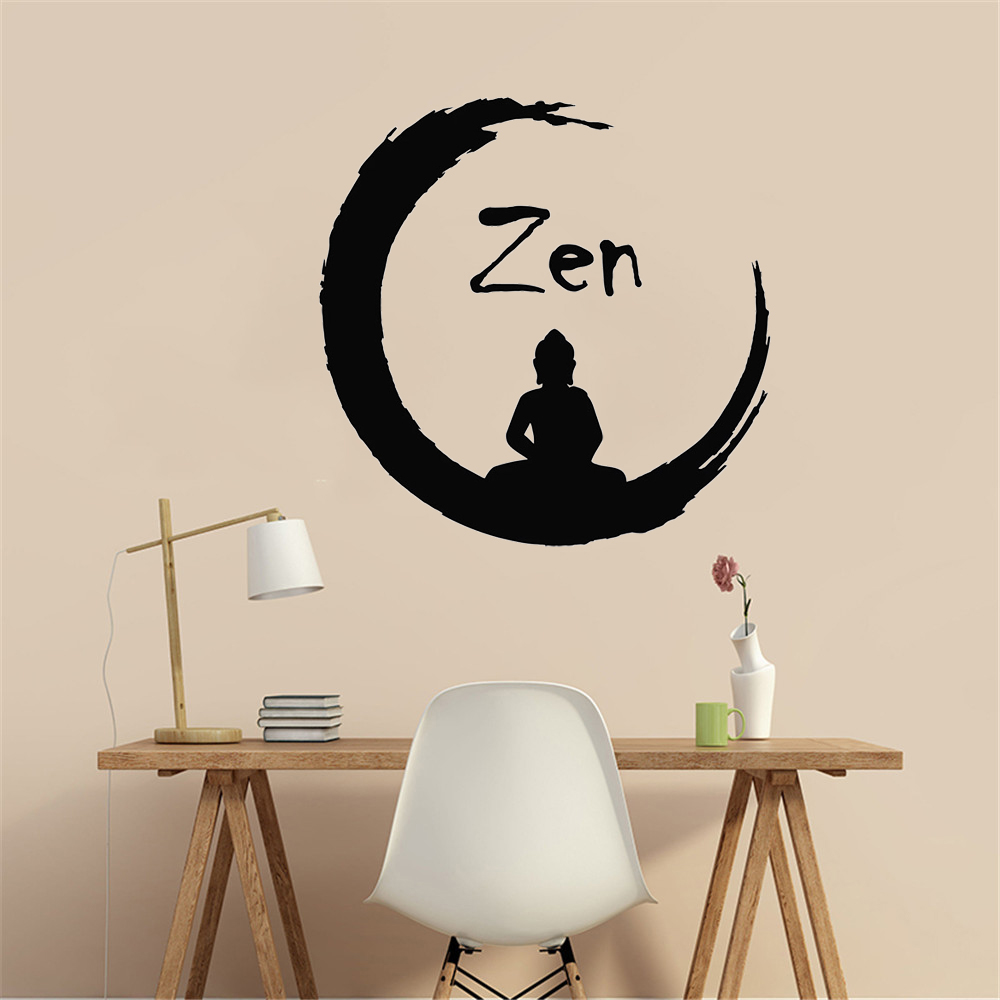 Interior Design Zen - สติ๊กเกอร์ติดผนังลายพระพุทธรูป โยคะ เซน สำหรับตกแต่งห้องออกกำลังกาย วัสดุไวนิล ตกแต่งห้องนอน