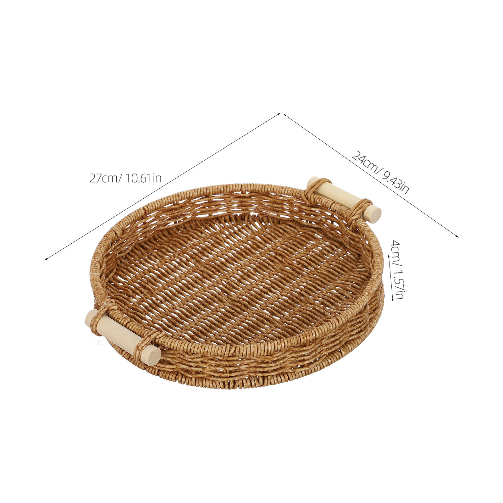 ตะกร้าขนมปังหวายเทียม ขนาด 27  - Rattan Tray Handle บทวิจารณ์และราคา
