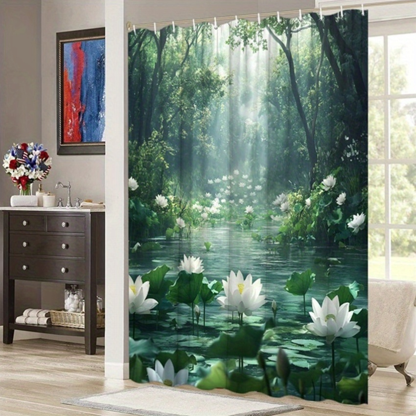 ม่านอาบน้ำลายดอกบัว โพลีเอสเตอ - Interior Design Zen บทวิจารณ์และราคา