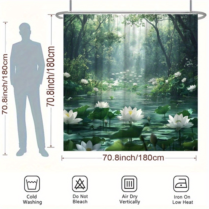 ม่านอาบน้ำลายดอกบัว โพลีเอสเตอ - Interior Design Zen บทวิจารณ์และราคา