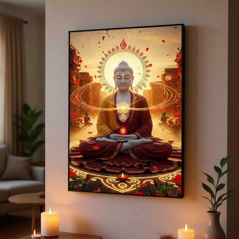 ภาพวาดศิลปะบนผืนผ้าใบพระพุทธรู - Interior Design Zen บทวิจารณ์และราคา