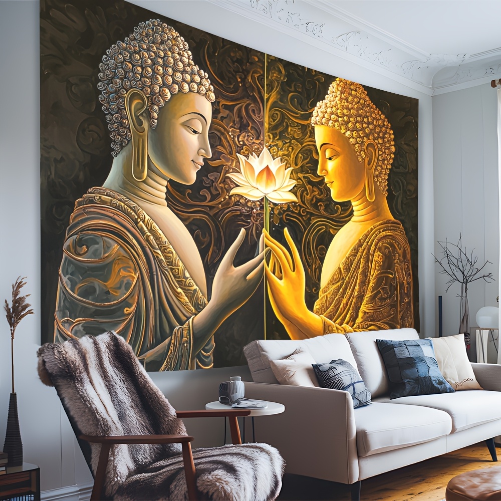 ผ้าแขวนผนังลายดอกบัวพระพุทธรูป - Interior Design Zen บทวิจารณ์และราคา
