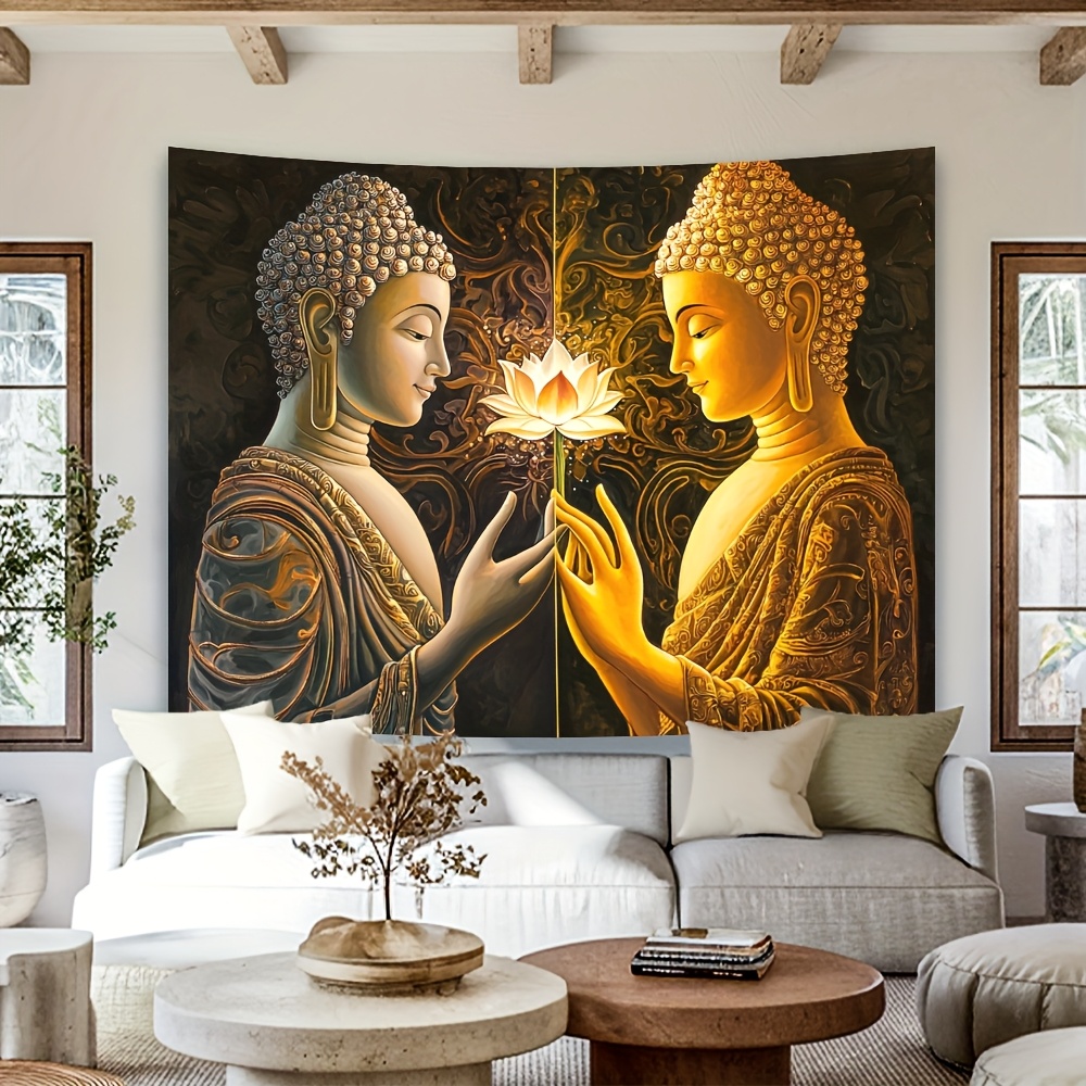 ผ้าแขวนผนังลายดอกบัวพระพุทธรูป - Interior Design Zen บทวิจารณ์และราคา