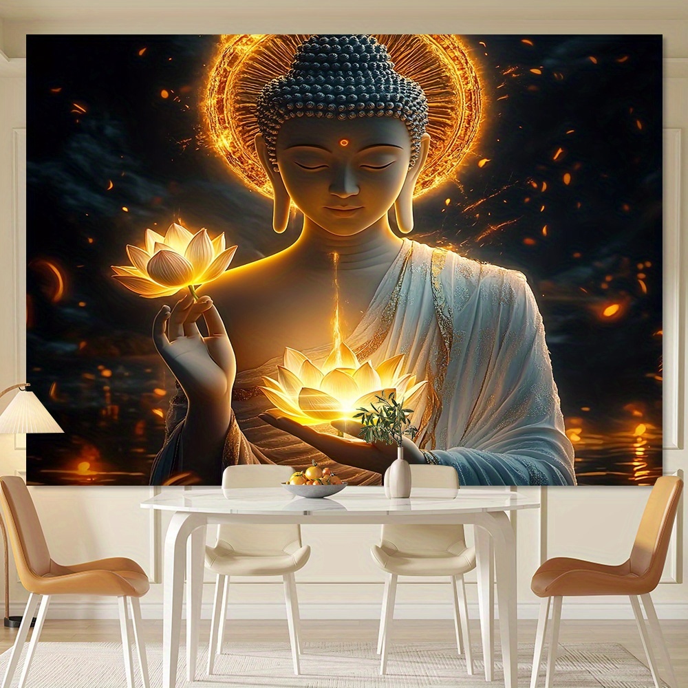 พระพุทธรูปพร้อมดอกบัว ภาพศิลปะ - Interior Design Zen บทวิจารณ์และราคา