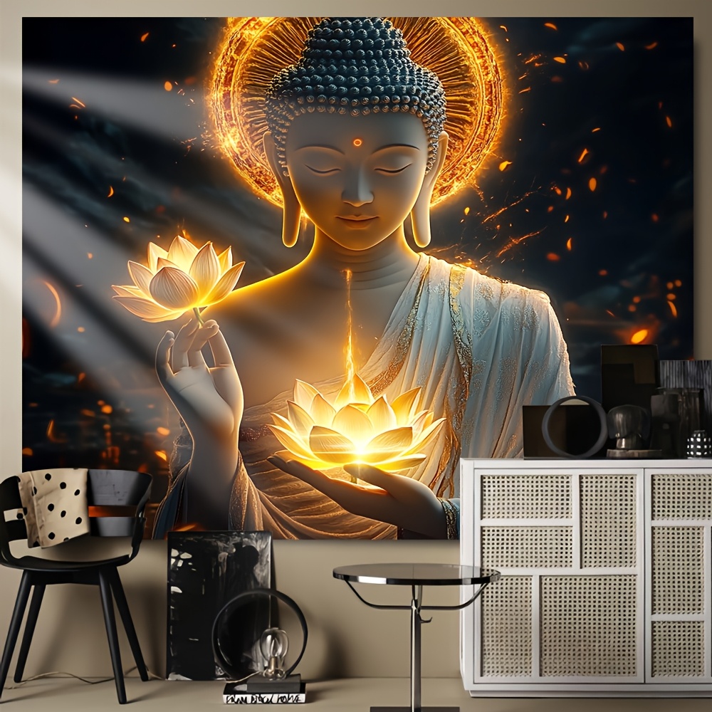 พระพุทธรูปพร้อมดอกบัว ภาพศิลปะ - Interior Design Zen บทวิจารณ์และราคา