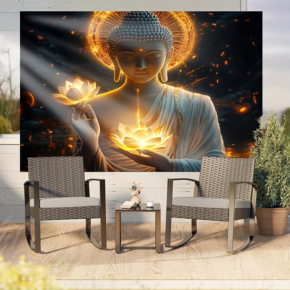 พระพุทธรูปพร้อมดอกบัว ภาพศิลปะ - Interior Design Zen บทวิจารณ์และราคา