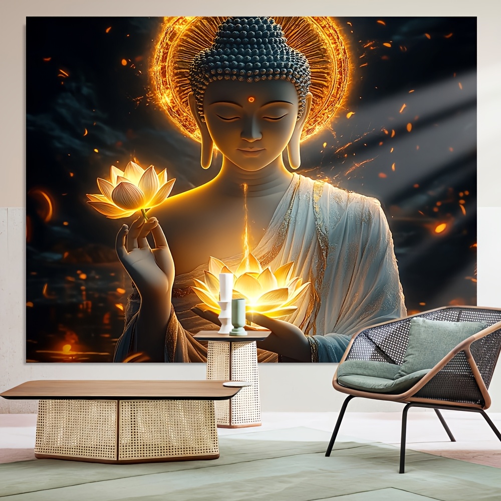 พระพุทธรูปพร้อมดอกบัว ภาพศิลปะ - Interior Design Zen บทวิจารณ์และราคา