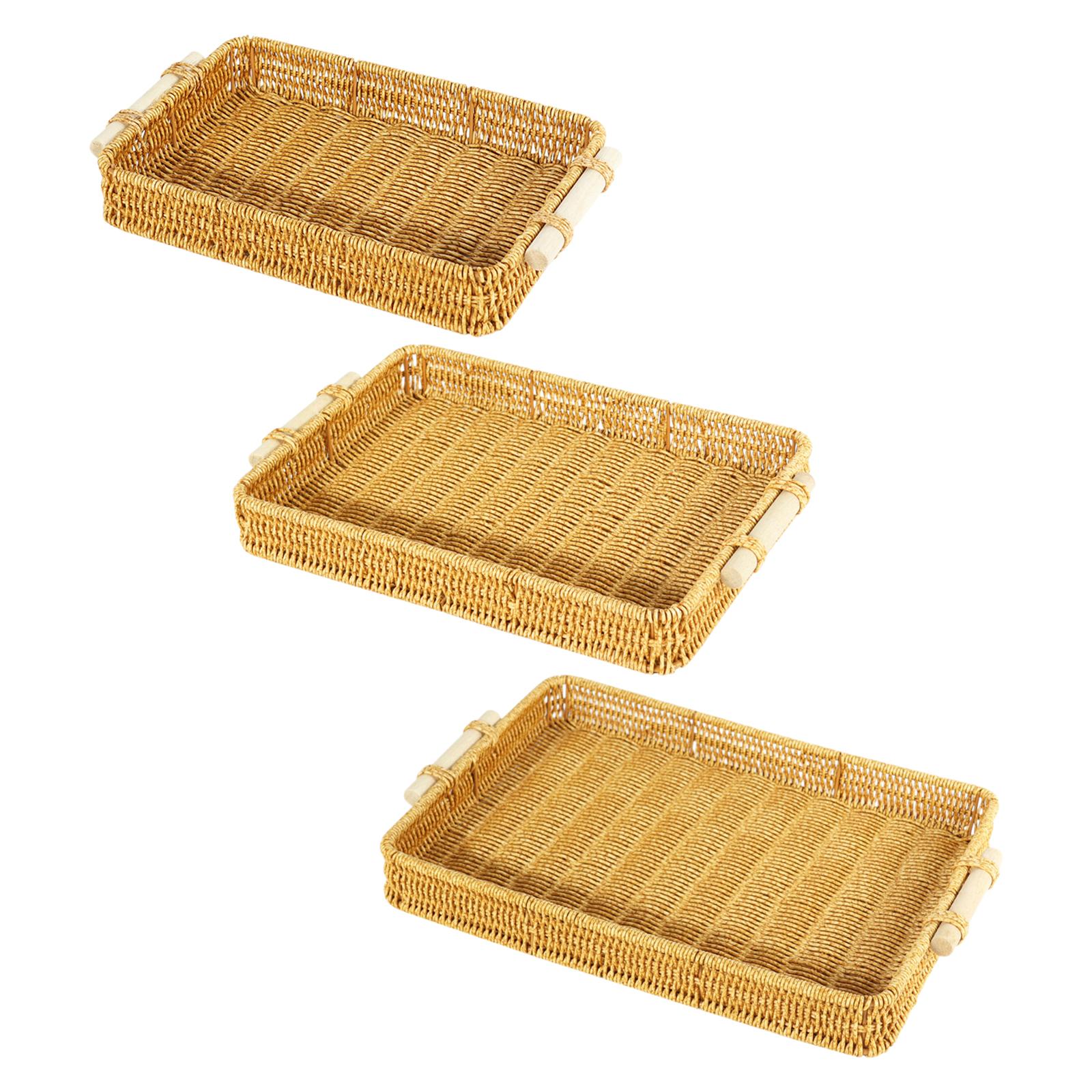 ตะกร้าเก็บของสานลายหวายเทียมพร - Rattan Tray Handle บทวิจารณ์และราคา