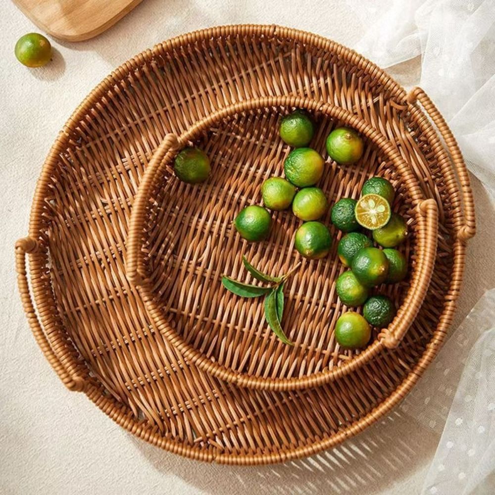 ตะกร้าเก็บของหวายเทียมขนาดใหญ่ - Rattan Tray Handle บทวิจารณ์และราคา